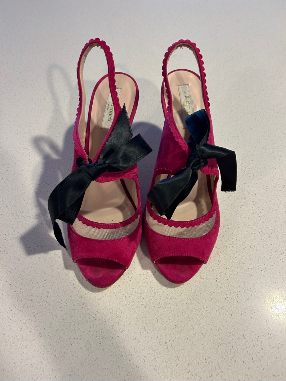 Hot Pink Bow Slingback Heels - Women